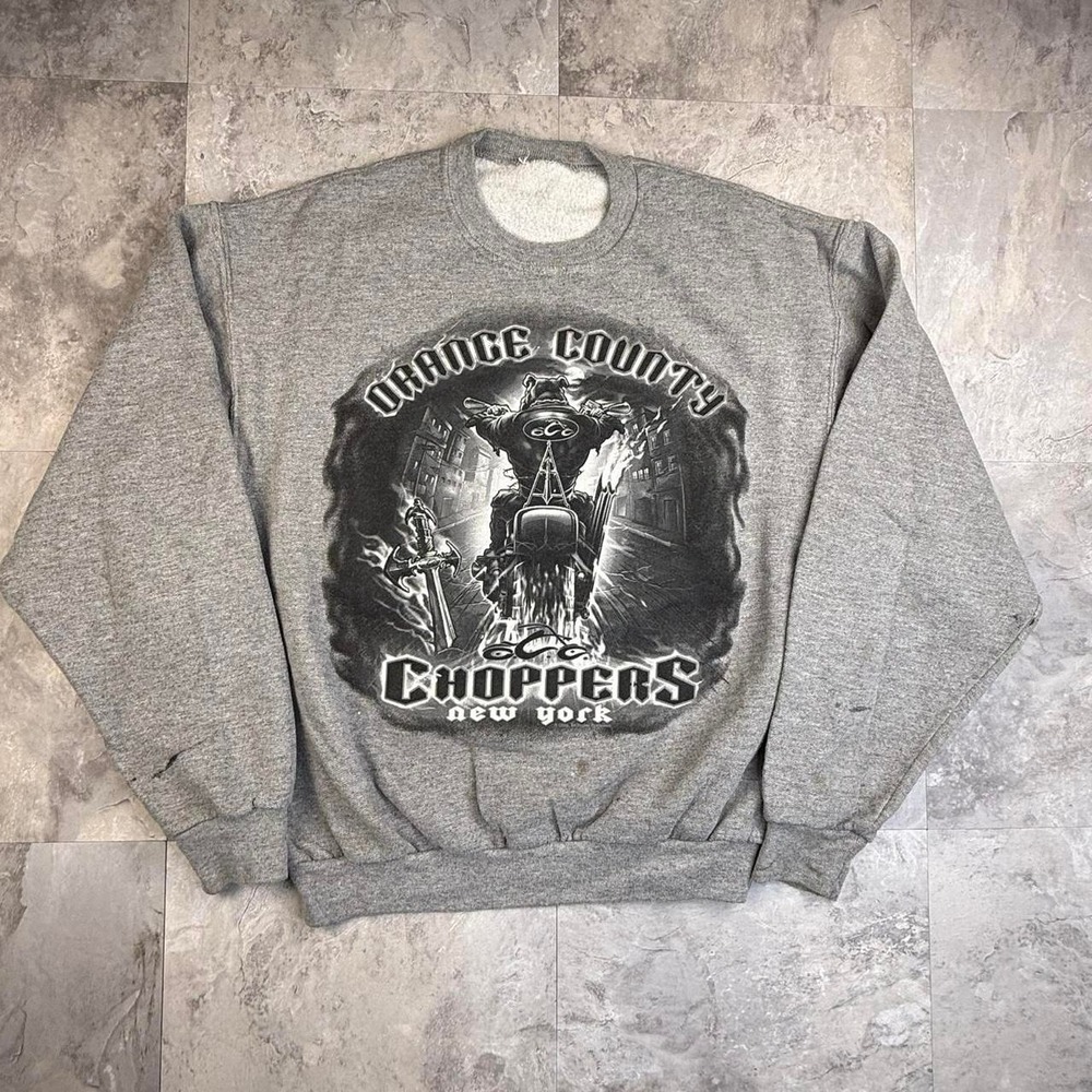 Vintage gray orange county choppers dog crewneck